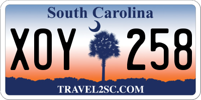 SC license plate XOY258