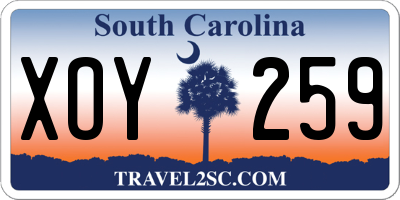 SC license plate XOY259