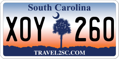 SC license plate XOY260