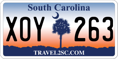 SC license plate XOY263