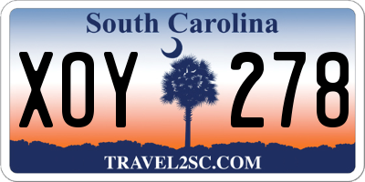 SC license plate XOY278