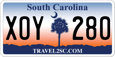 SC license plate XOY280
