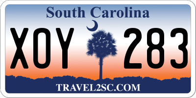 SC license plate XOY283