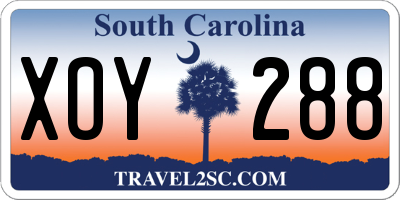SC license plate XOY288