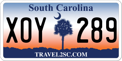 SC license plate XOY289