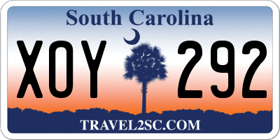 SC license plate XOY292