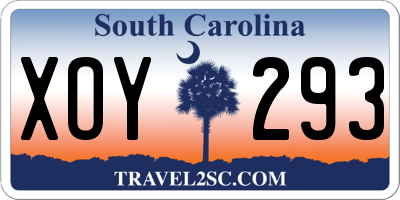 SC license plate XOY293