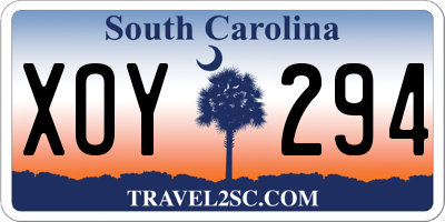 SC license plate XOY294