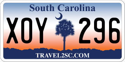 SC license plate XOY296