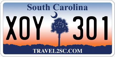 SC license plate XOY301