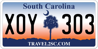 SC license plate XOY303