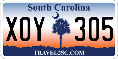 SC license plate XOY305