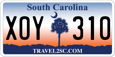 SC license plate XOY310
