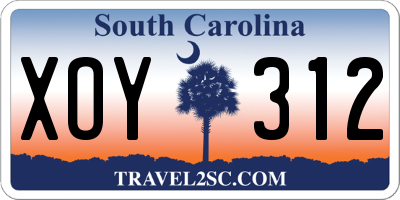 SC license plate XOY312