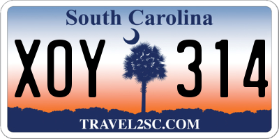SC license plate XOY314