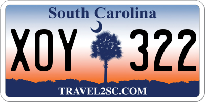 SC license plate XOY322