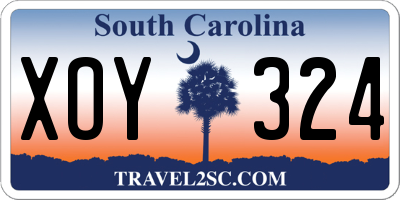 SC license plate XOY324