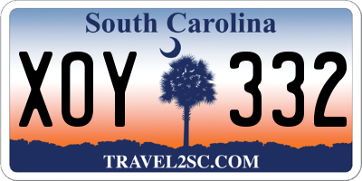 SC license plate XOY332