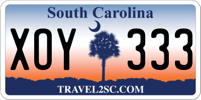 SC license plate XOY333