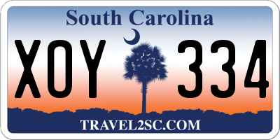 SC license plate XOY334
