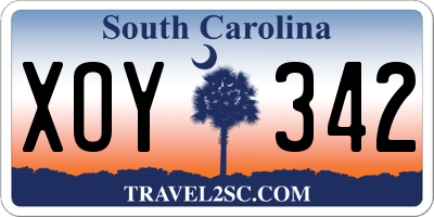 SC license plate XOY342