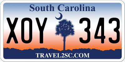 SC license plate XOY343