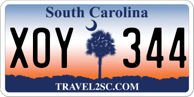 SC license plate XOY344