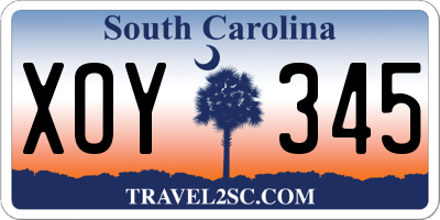 SC license plate XOY345