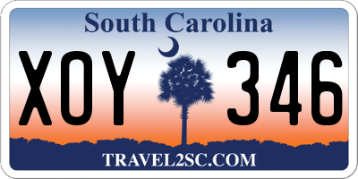 SC license plate XOY346
