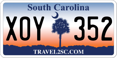 SC license plate XOY352
