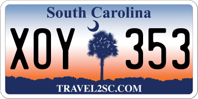 SC license plate XOY353