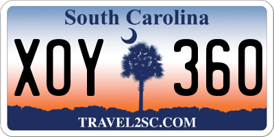 SC license plate XOY360