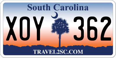 SC license plate XOY362