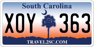 SC license plate XOY363