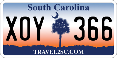SC license plate XOY366