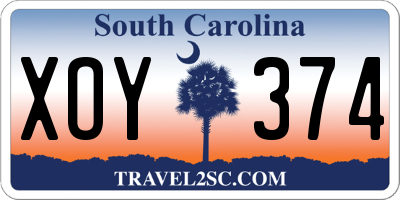 SC license plate XOY374