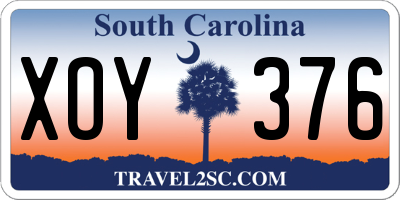 SC license plate XOY376