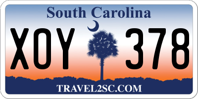 SC license plate XOY378