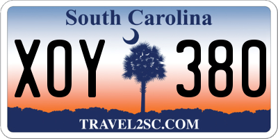 SC license plate XOY380
