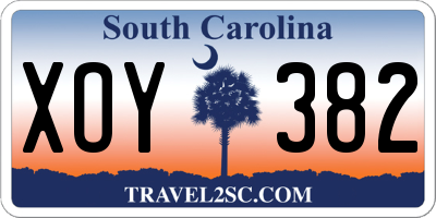 SC license plate XOY382