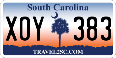 SC license plate XOY383