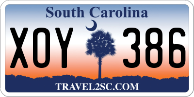 SC license plate XOY386