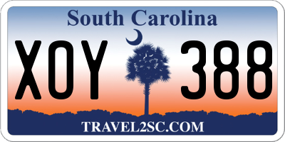 SC license plate XOY388