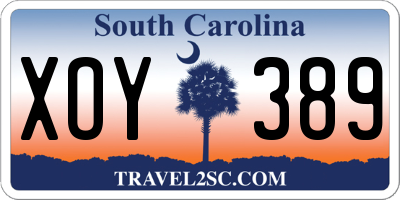 SC license plate XOY389