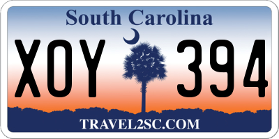 SC license plate XOY394