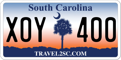 SC license plate XOY400