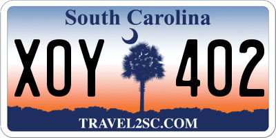 SC license plate XOY402