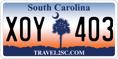 SC license plate XOY403