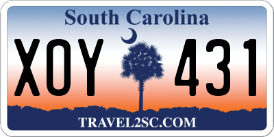SC license plate XOY431