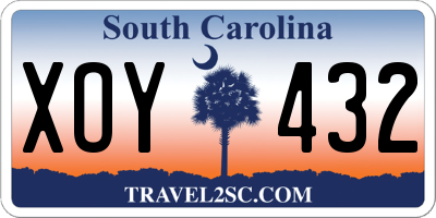 SC license plate XOY432